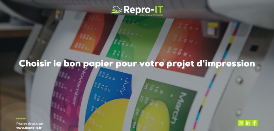 Papier d’impression : pages couleur en sortie d’imprimante illustrant le choix du support