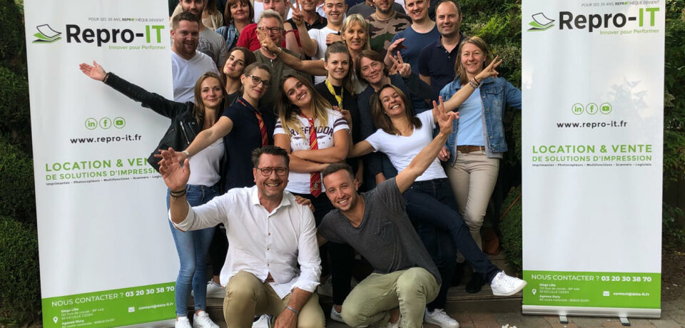 Photo de groupe à l’occasion de l’annonce Reprothèque.document devient Repro-IT en 2019