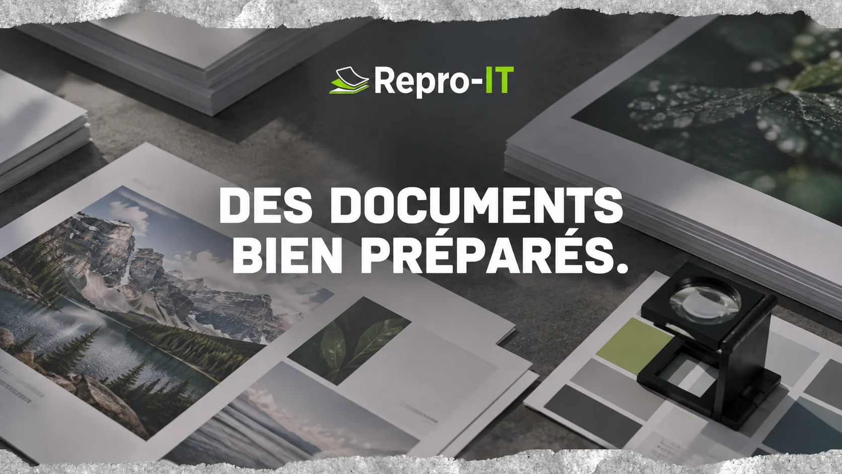 Documents A4 et A3 disposés pour comparer les formats. « Des documents bien préparés ».