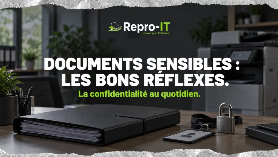 Dossier fermé, badge et cadenas : illustration de la confidentialité des documents.