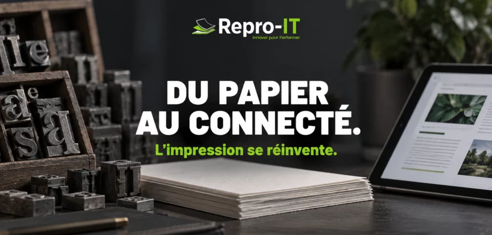 Caractères typographiques anciens et tablette numérique : de Gutenberg à l’impression connectée.