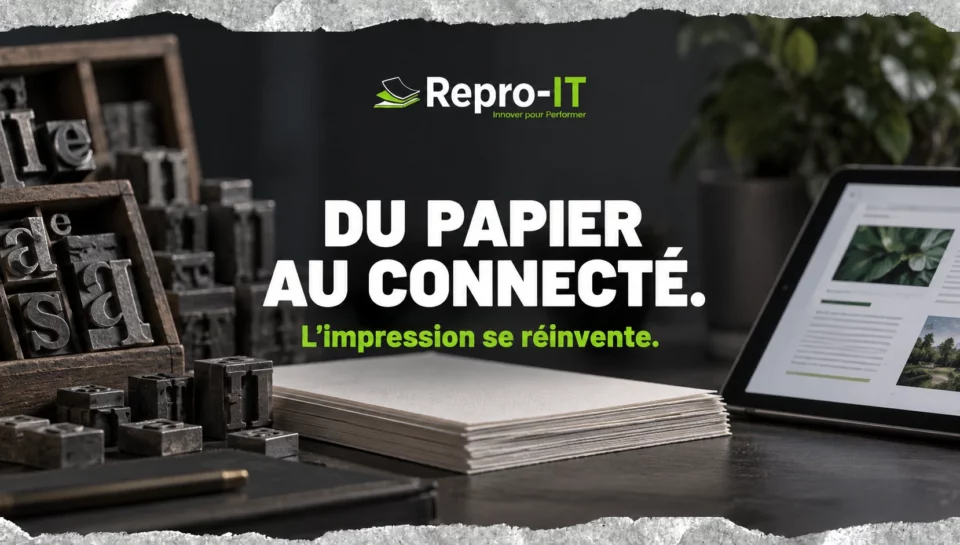 Caractères typographiques anciens et tablette numérique : de Gutenberg à l’impression connectée.