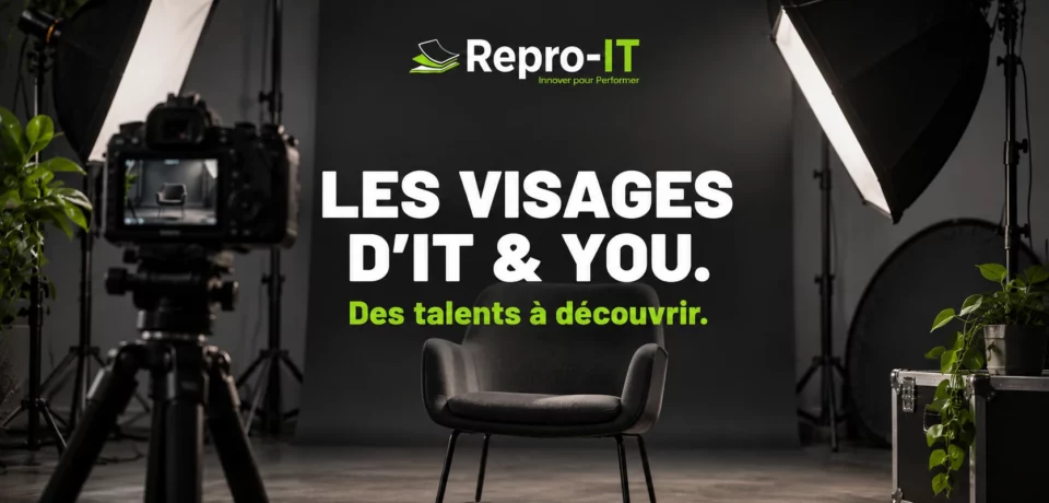 Appareil photo et fauteuil vide : illustration des portraits de collaborateurs IT & You.