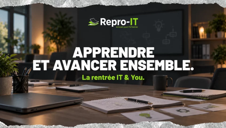 Carnets sur une table de formation : apprendre et avancer ensemble chez IT & You.