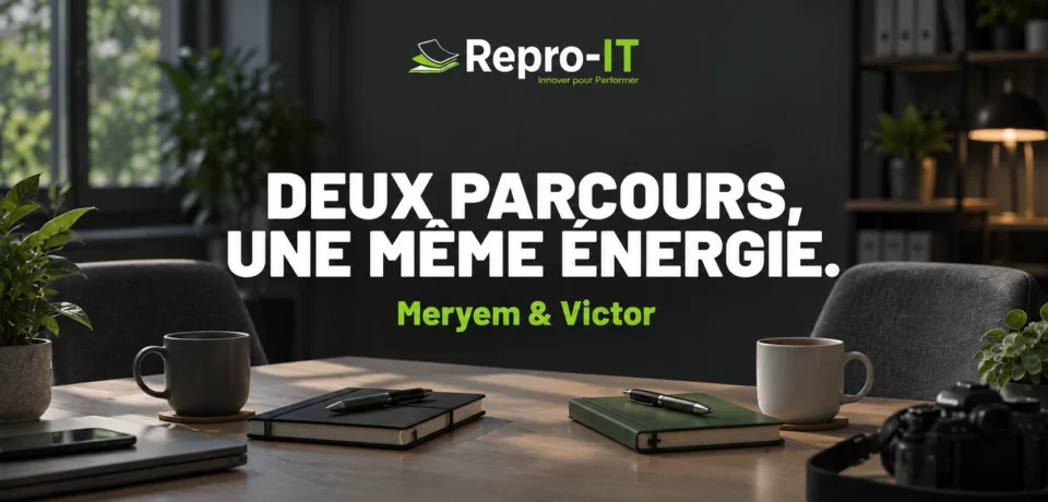 Deux carnets et deux places autour d’une table : illustration du portrait croisé de Meryem et Victor.