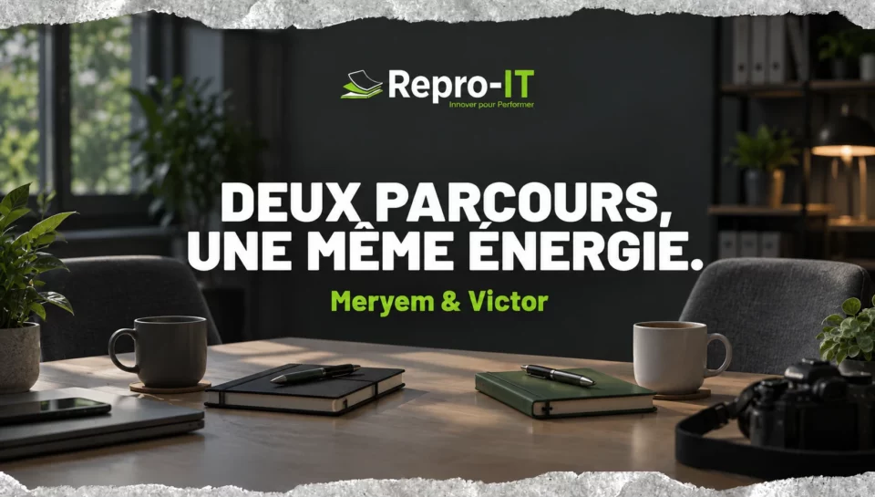 Deux carnets et deux places autour d’une table : illustration du portrait croisé de Meryem et Victor.