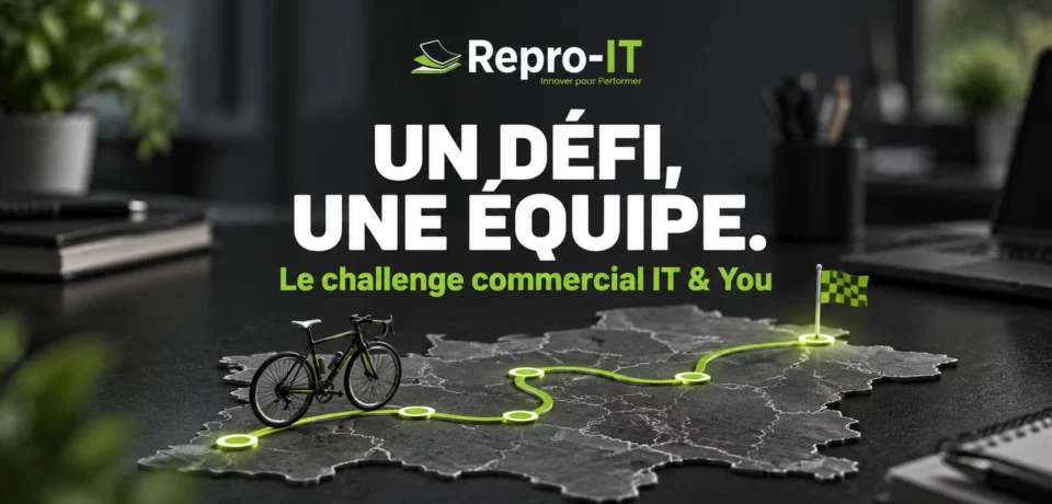 Vélo miniature et parcours en France : illustration du challenge commercial IT & You.
