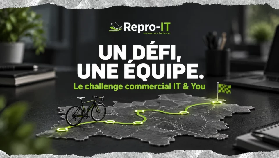 Vélo miniature et parcours en France : illustration du challenge commercial IT & You.