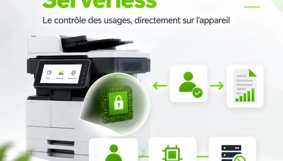 Illustration Epson Print Admin Serverless : authentification et contrôle des usages directement sur le multifonction.